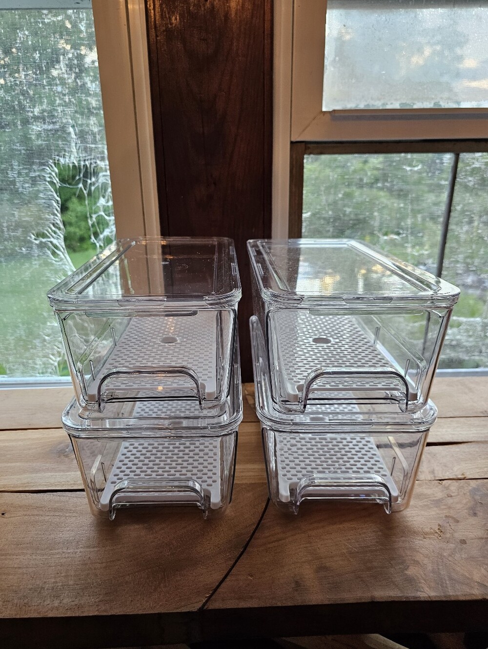 Fruit Storage Containers for Fridge with Pull-Out Organizer Bins